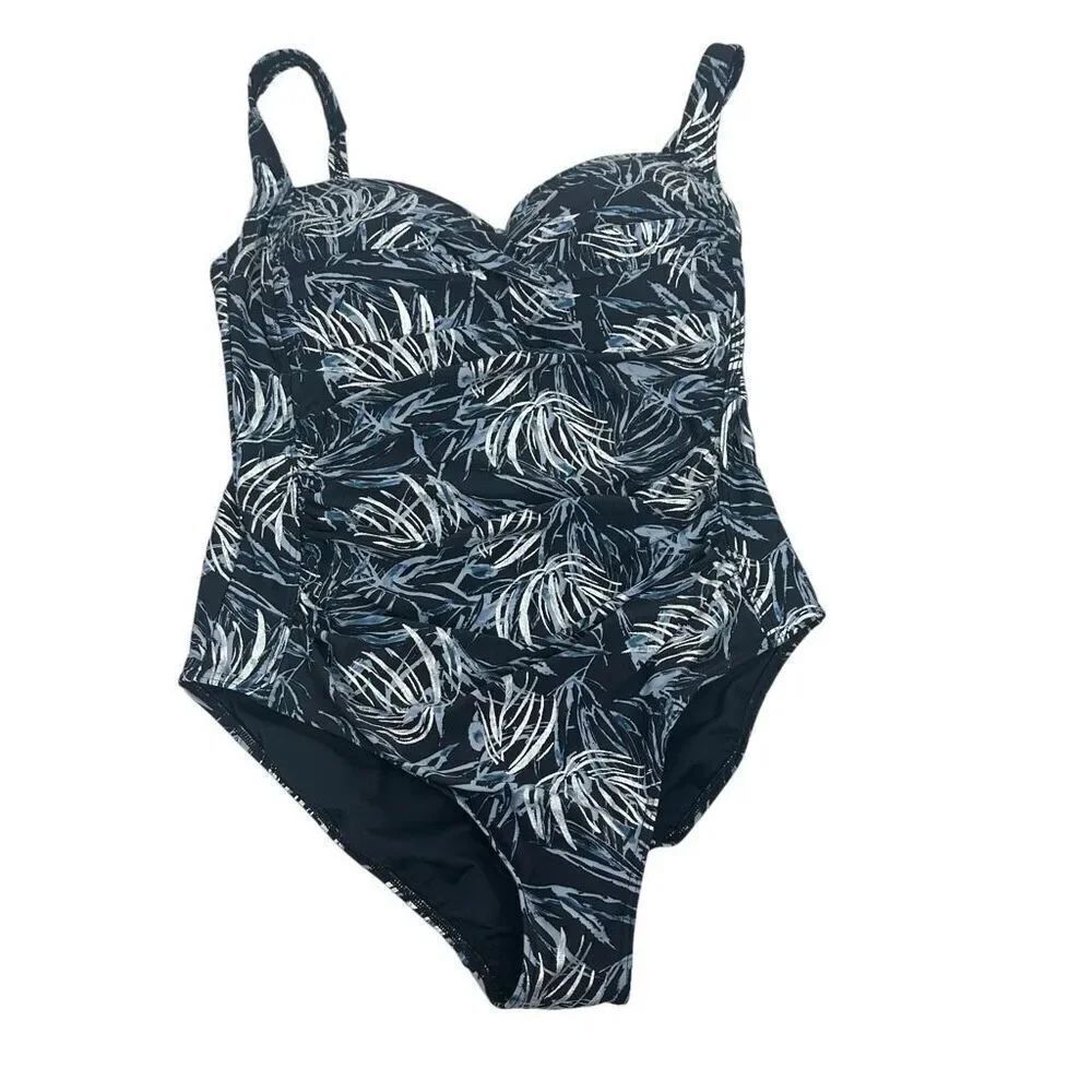 Nip Tuck Swim Palm Foil Twist Front Tummy Control One Piece Swimsuit size 10